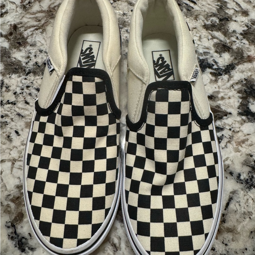 Vans Black and White Checkerboard Slip-Ons